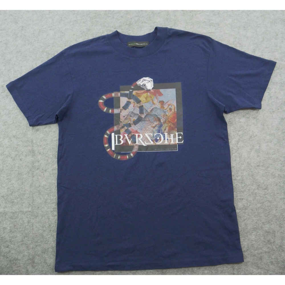 Marcell Von Berlin Shirt Mens Large Blue Graphic Print Short Sleeve New